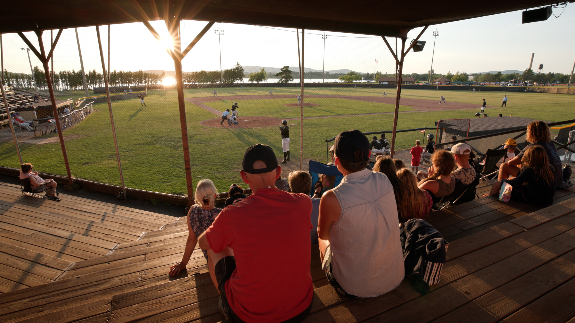 Sunset at a baseball game