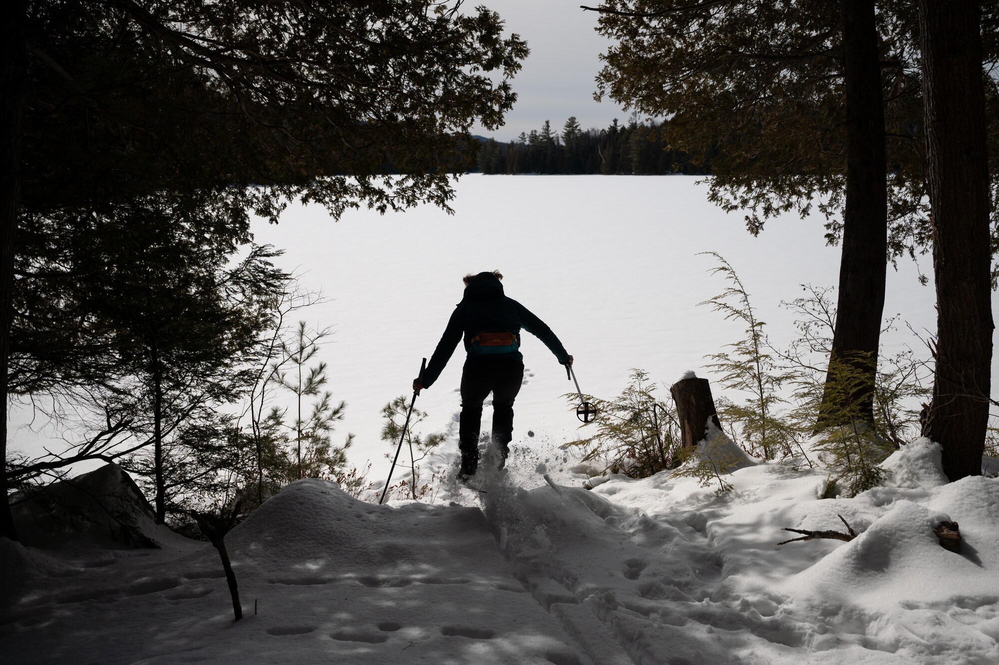 Skiing off into the outdoors
