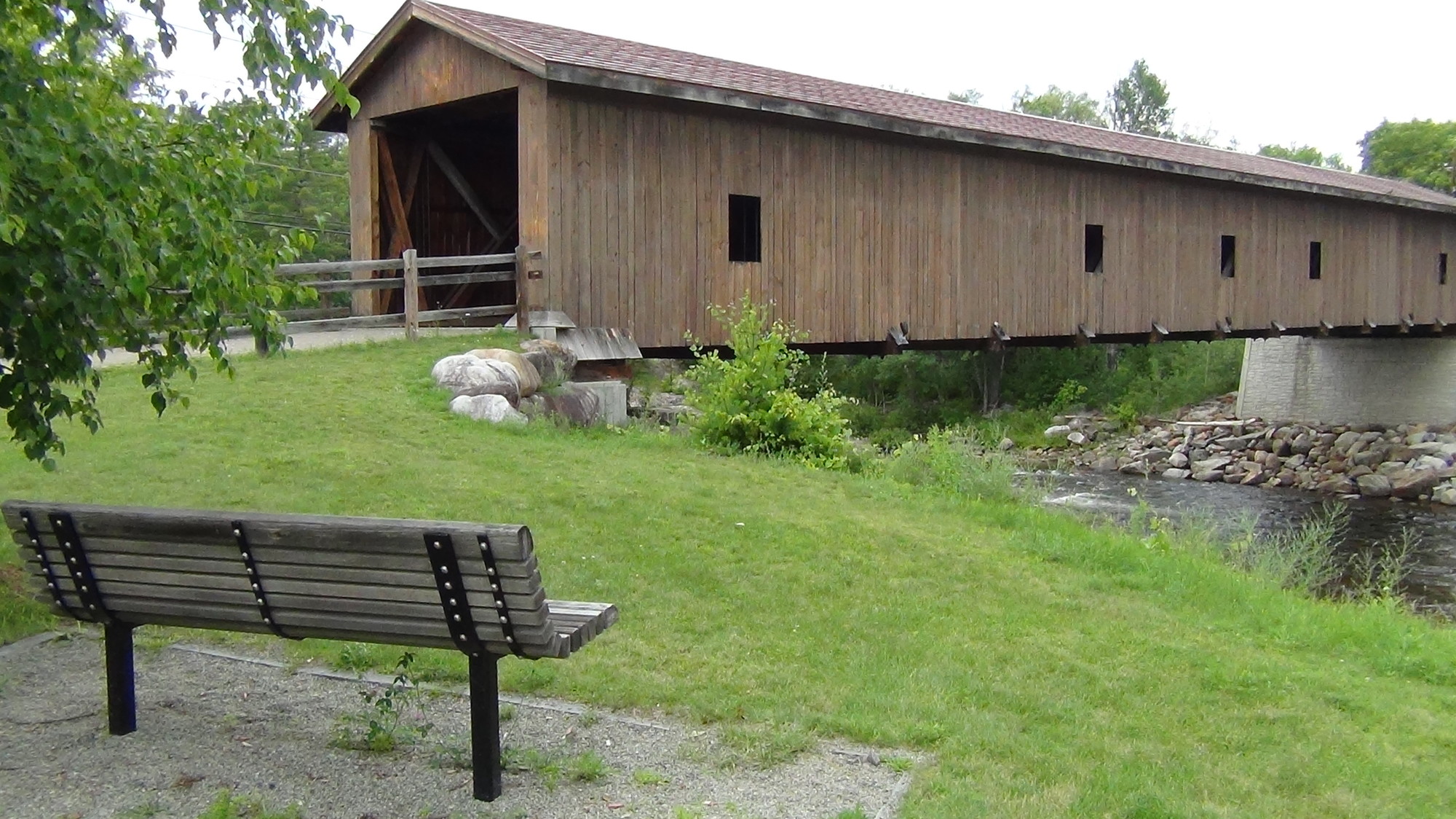 A covered bridge.