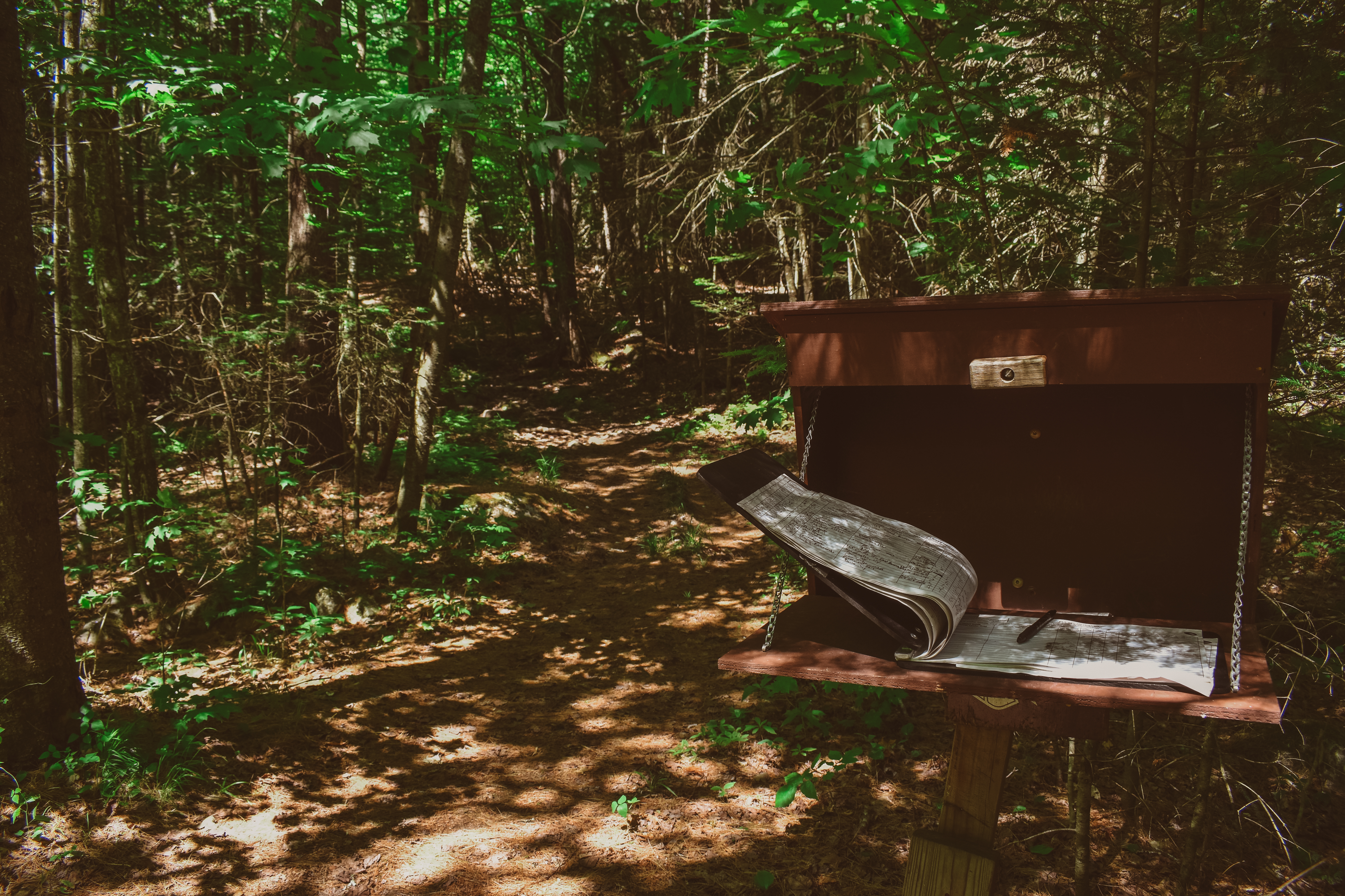 The sign-in book at a trail register.