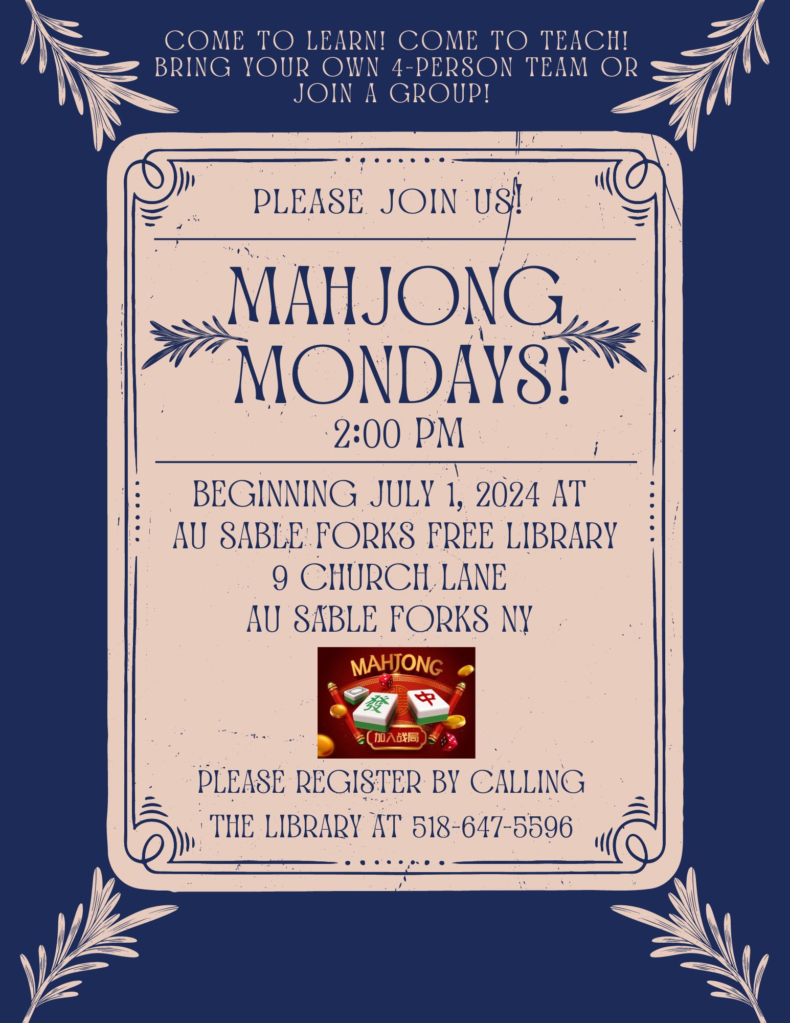 Mohjong Monday event poster