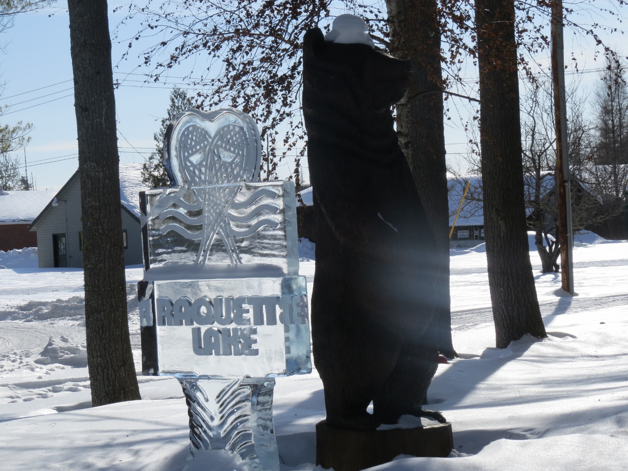 Ice sculpture by Raquette Lake Library