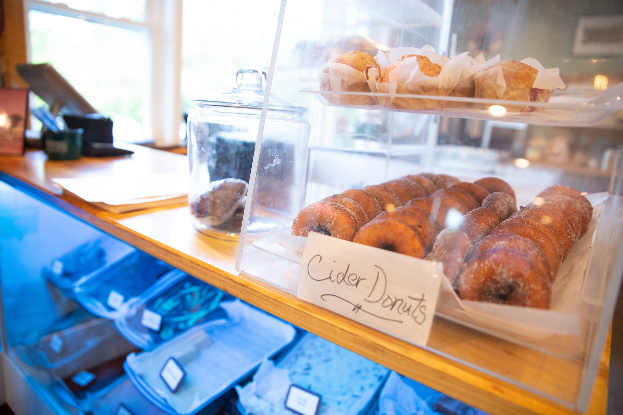 Bakery display case at Adirondack Mountain Coffee Cafe