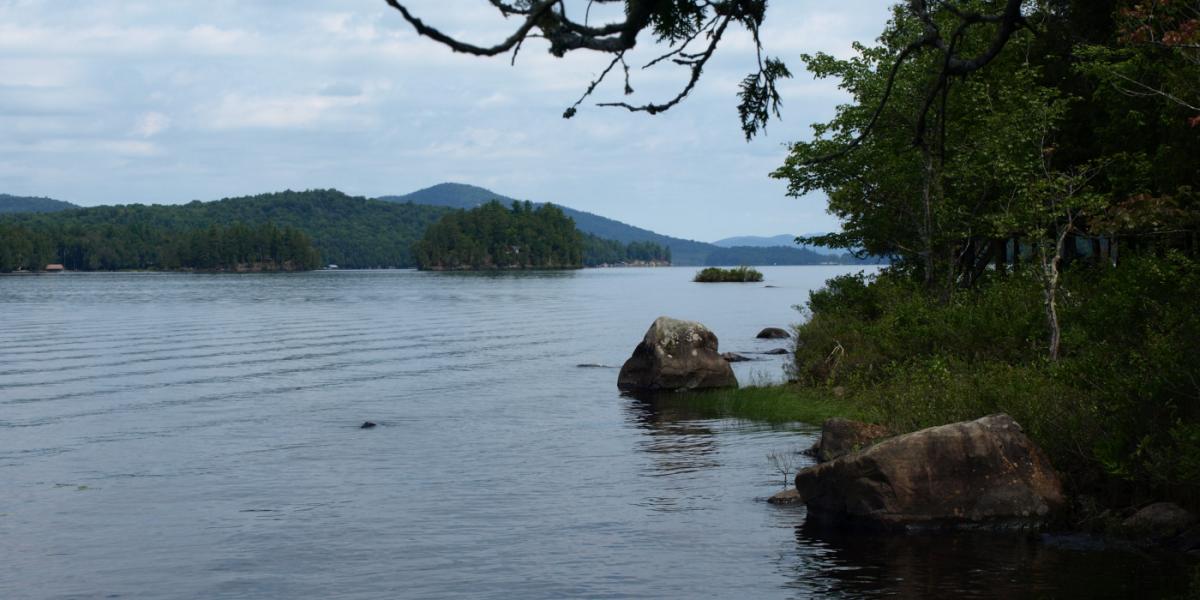 The lakeside view from Catlin Bay on Long Lake.