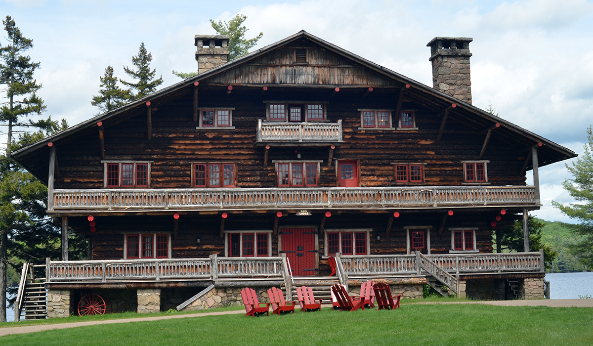 The iconic Main Lodge at Great Camp Sagamore