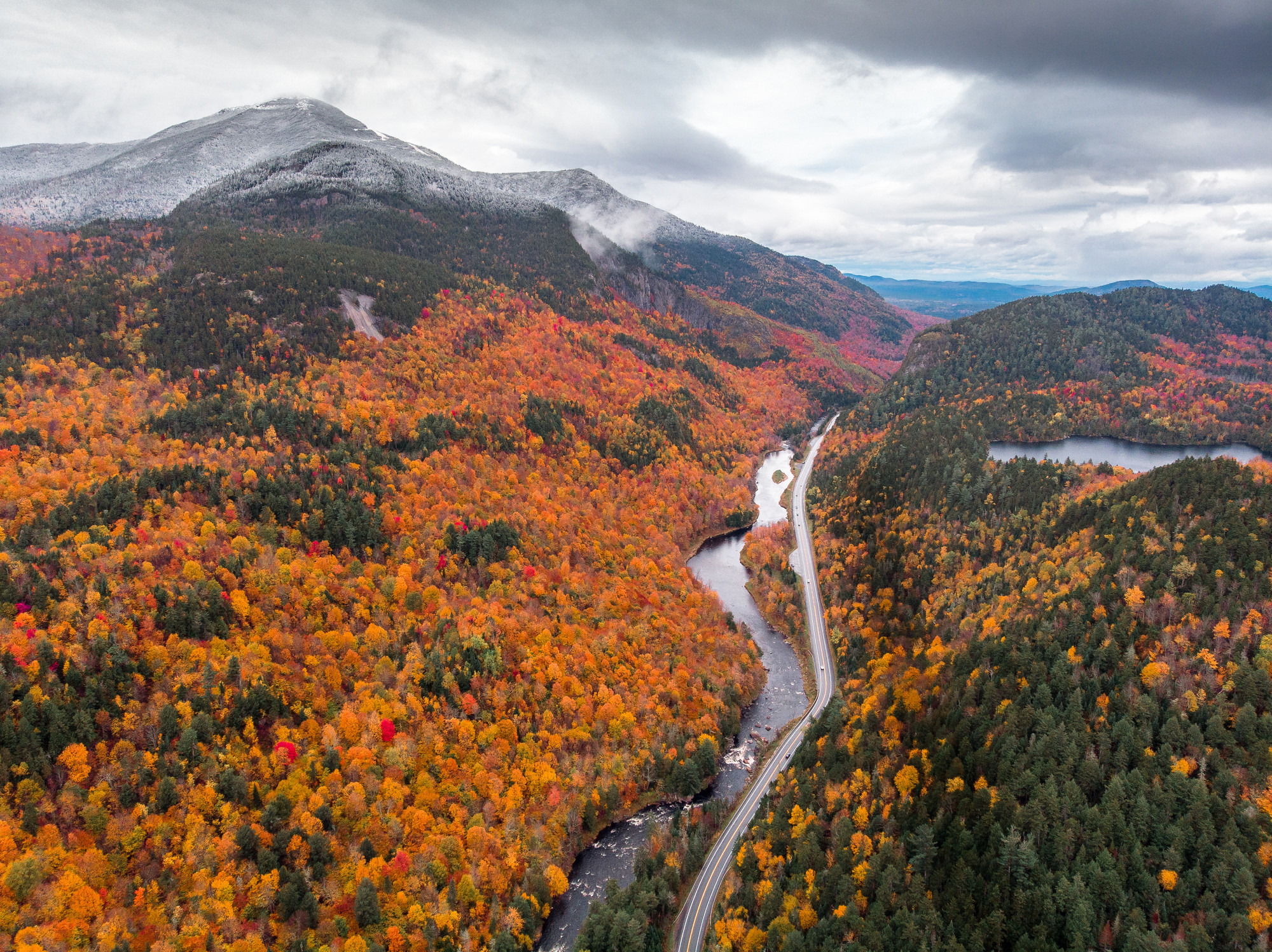 Aerial view of Ausable River Wilmington Notch