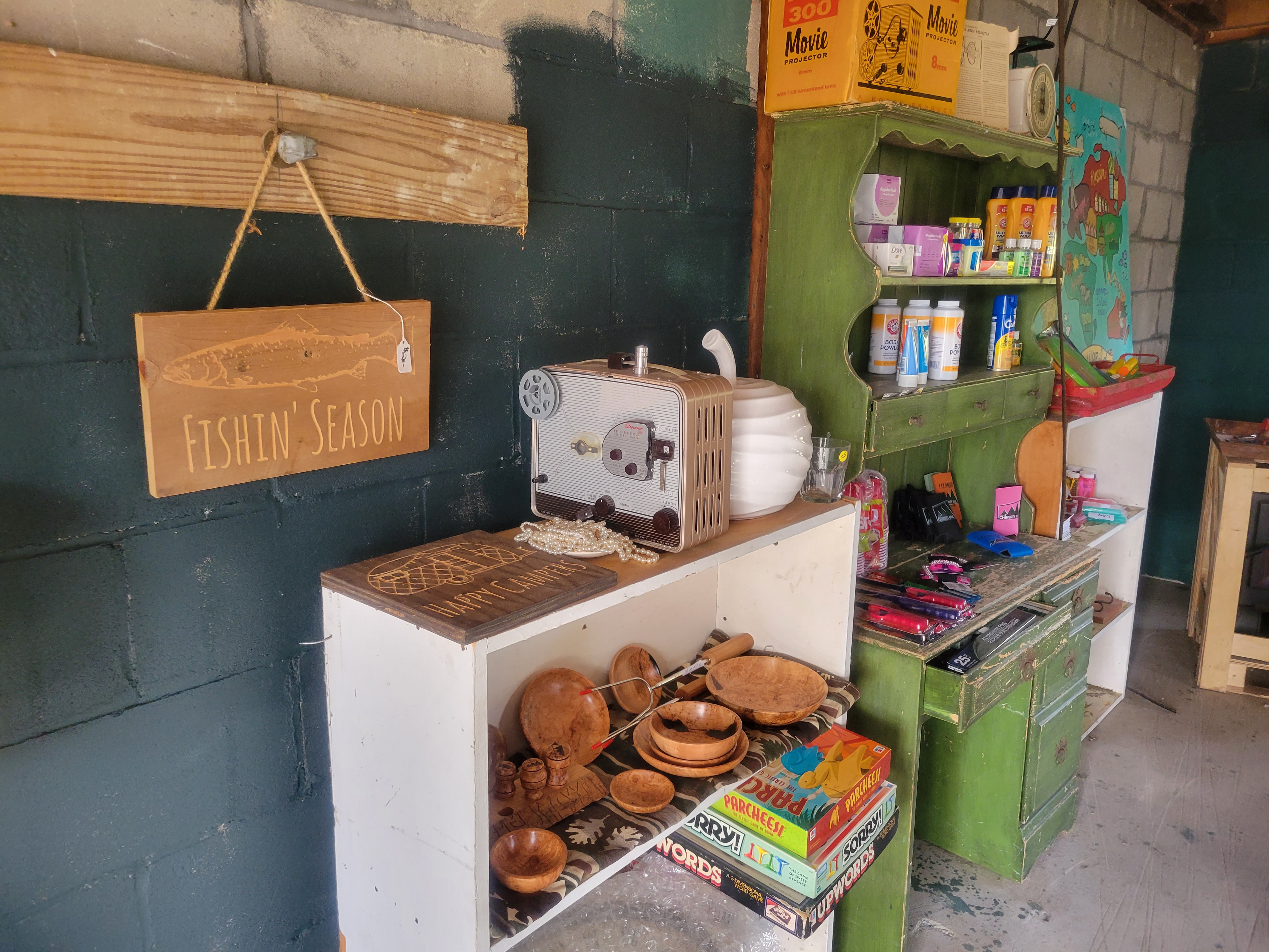 A small camp store with toiletries and souvenirs 