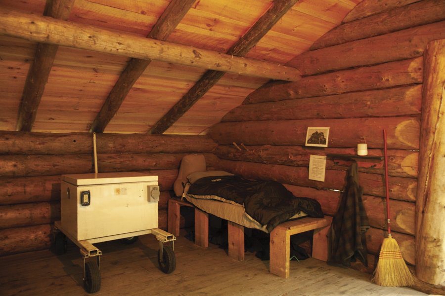 A wheelchair-accessible sleeping area in a lean-to