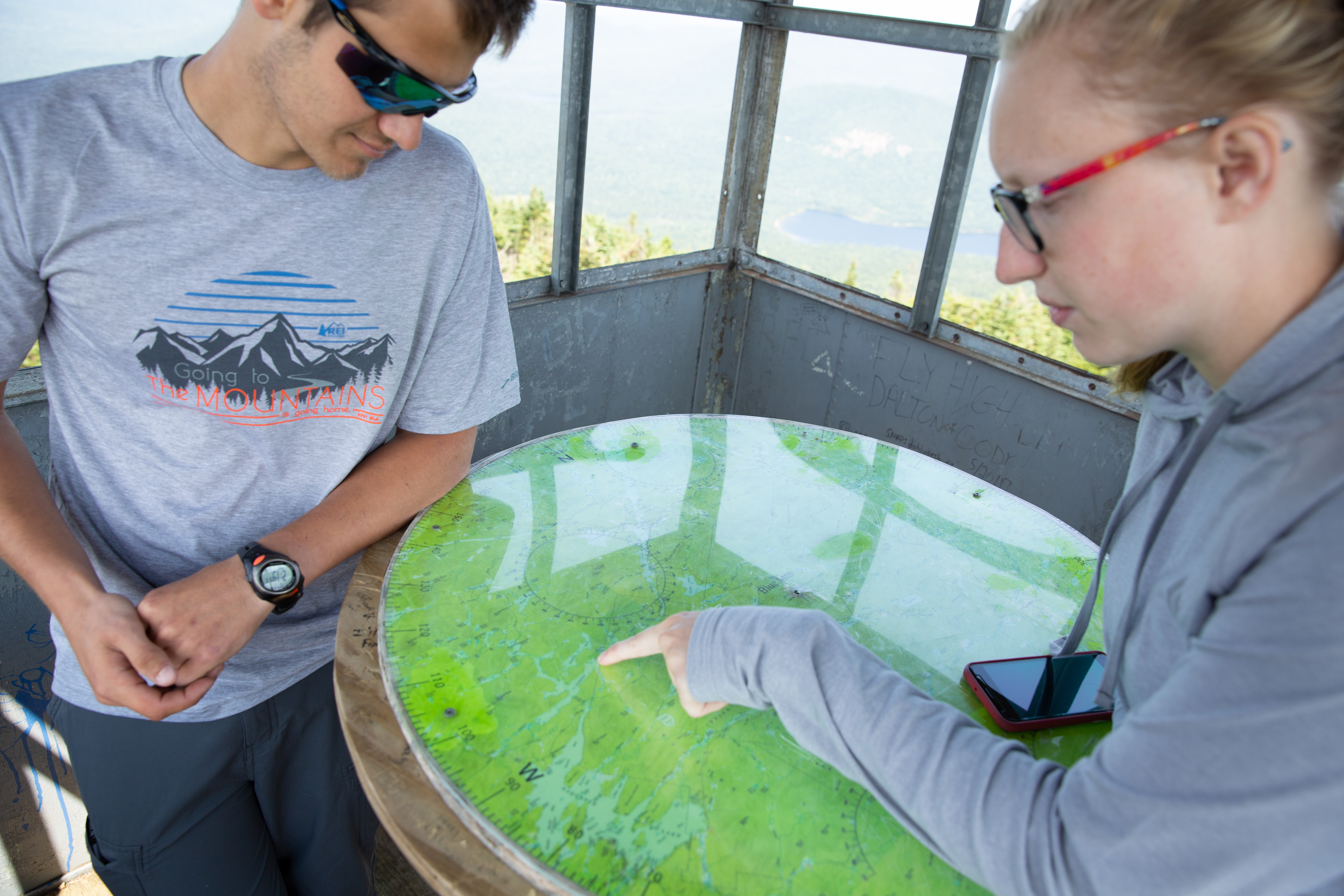 Inside the Blue Mountain fire tower.