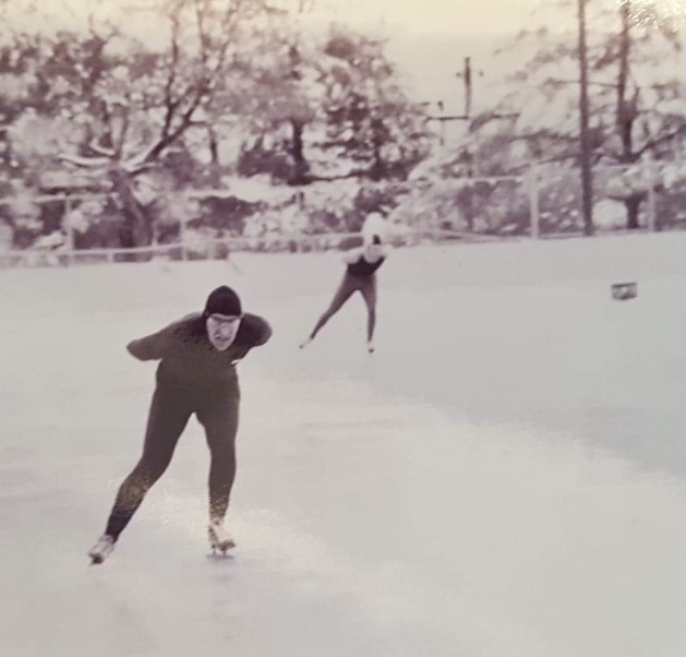 man speed skating outside