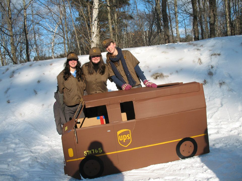 Cardboard Sled Races in Long Lake