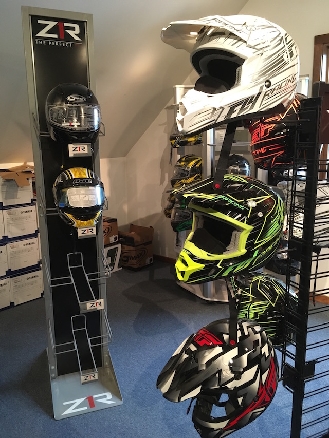 Snowmobile helmets at Village Motors in Speculator.