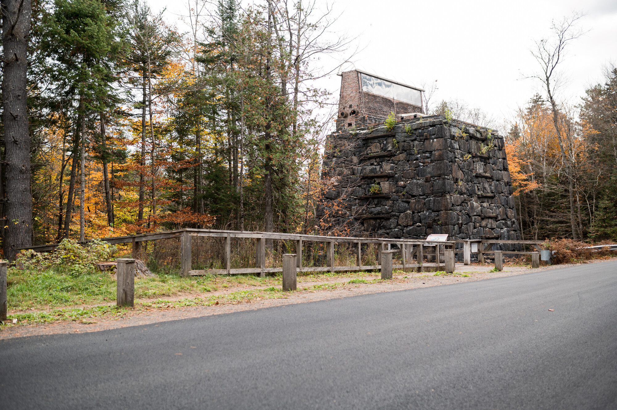 The historic mining operation and old furnace at Upper Works, near the interpretive trail