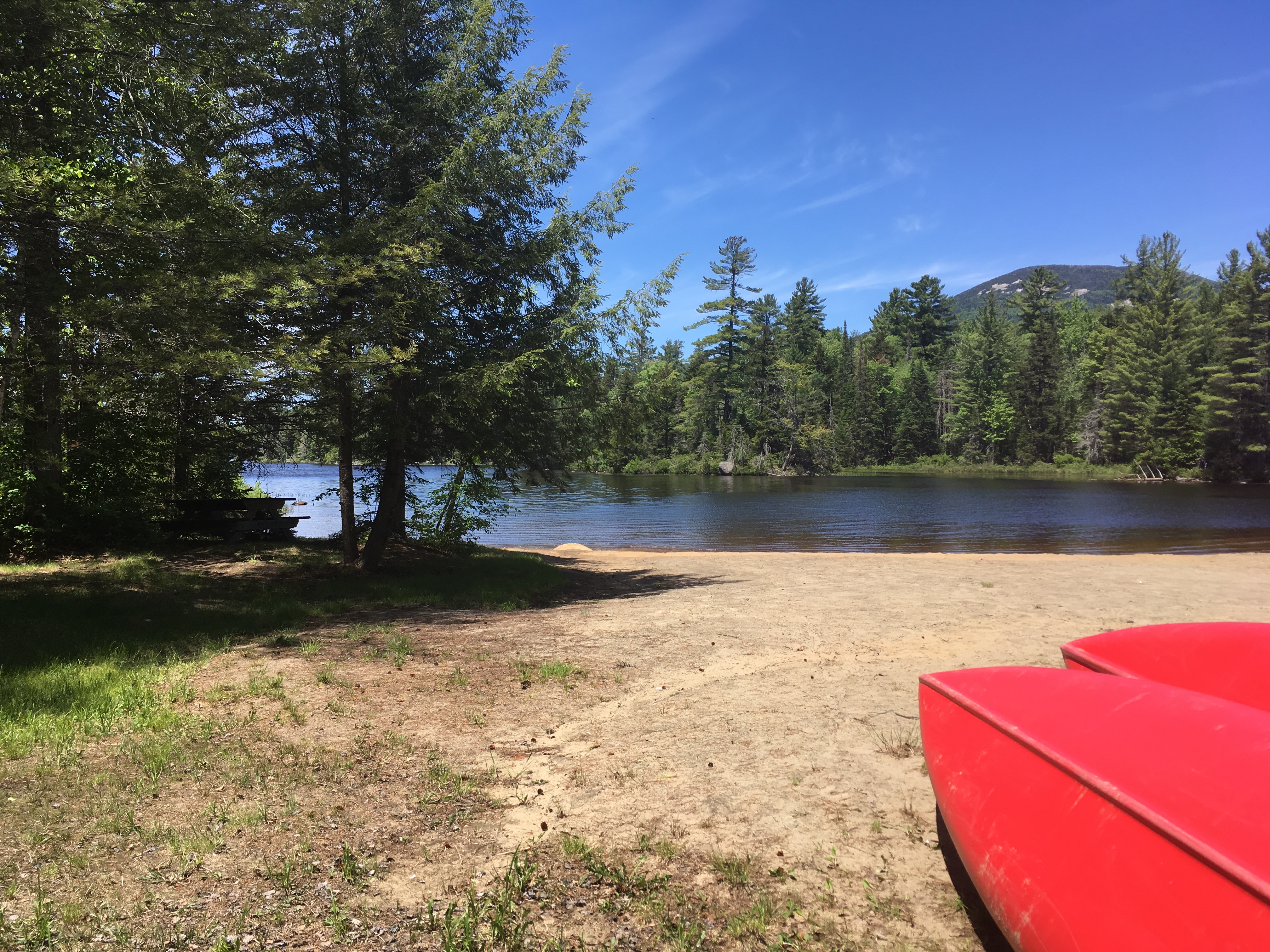 Canoes at the ready on the beach of Lake Durant. Canoes at the ready on the beach of Lake Durant.