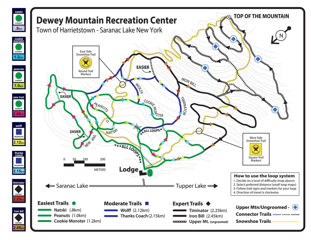 The Dewey Mountain trail map.