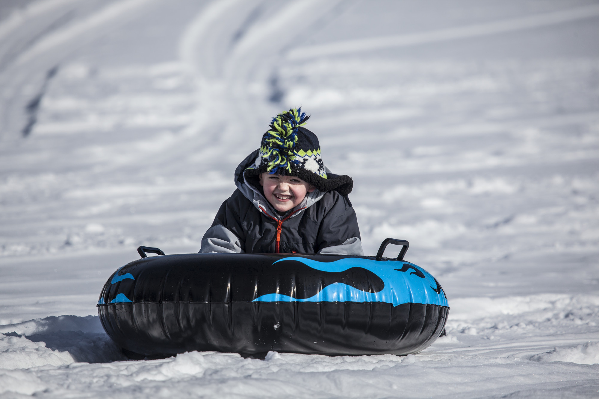 Boy sledding