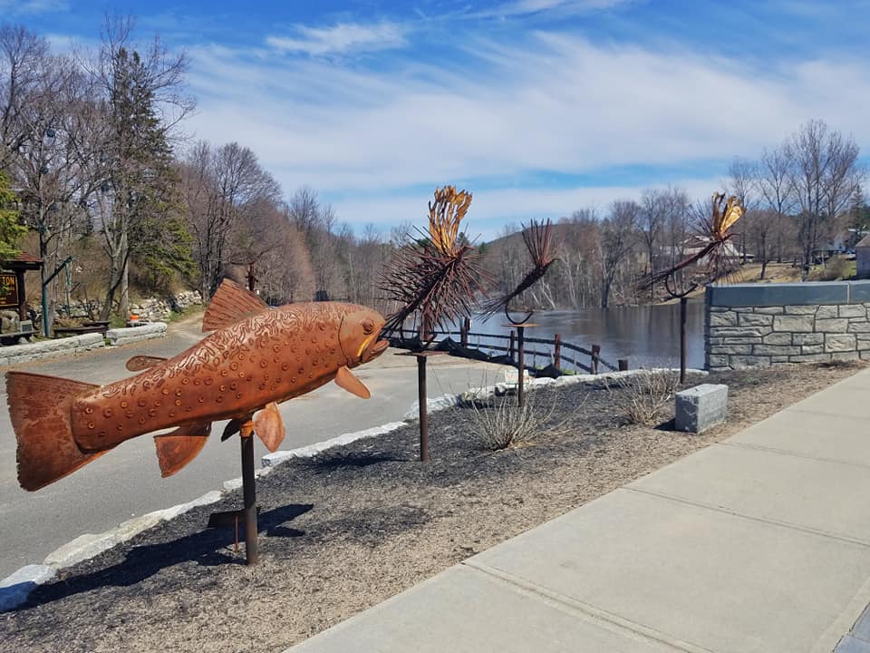 Fly fishing art at a park in Wilmington.