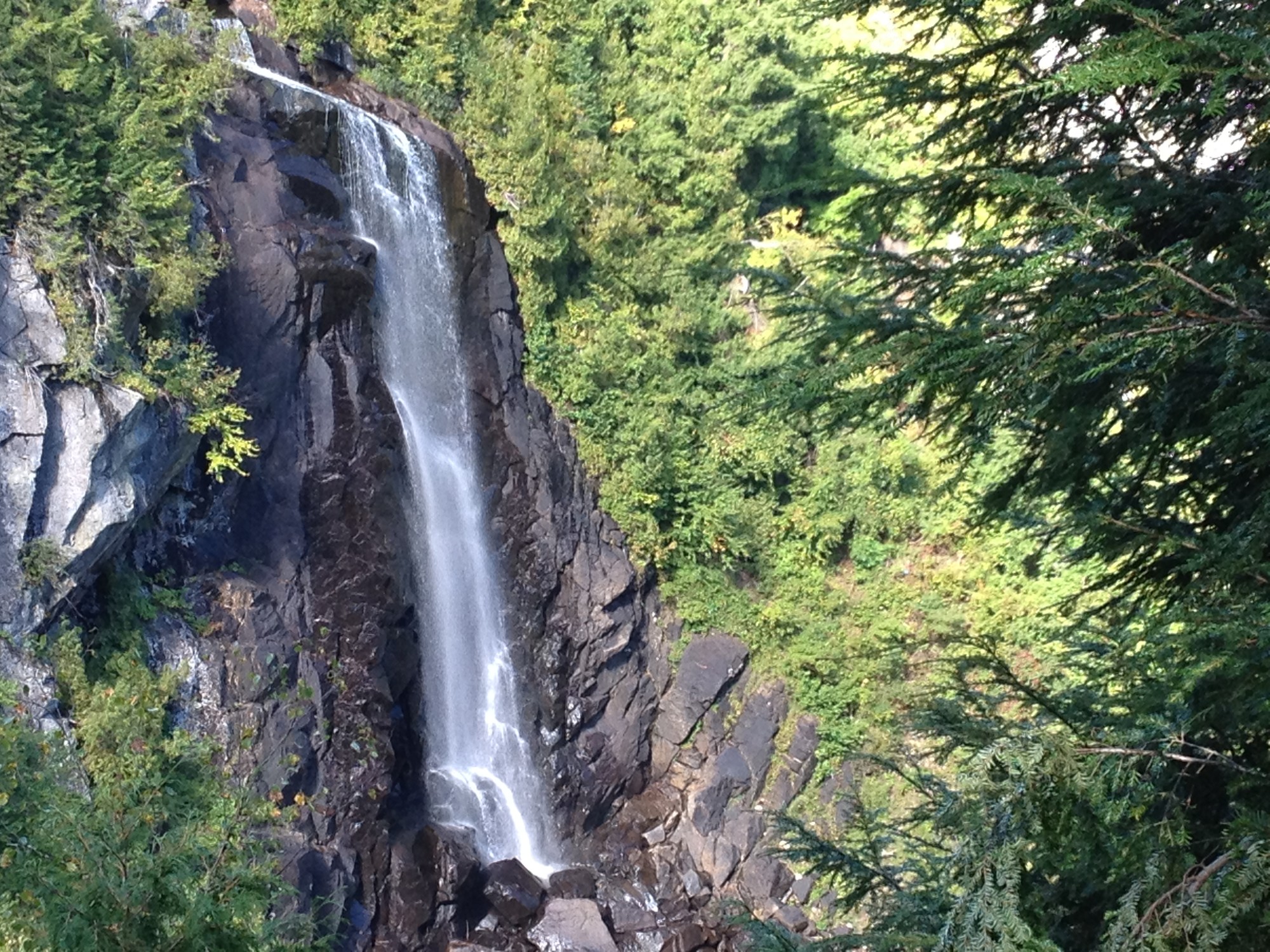 A view of OK slip fall's steep drop.