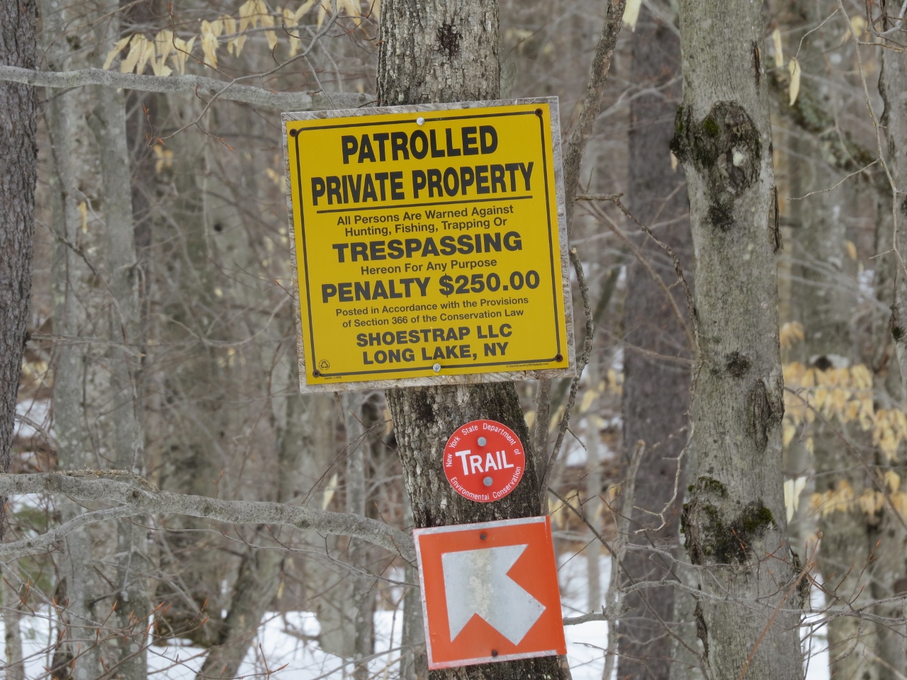 Signs along the Round Pond Road Trail