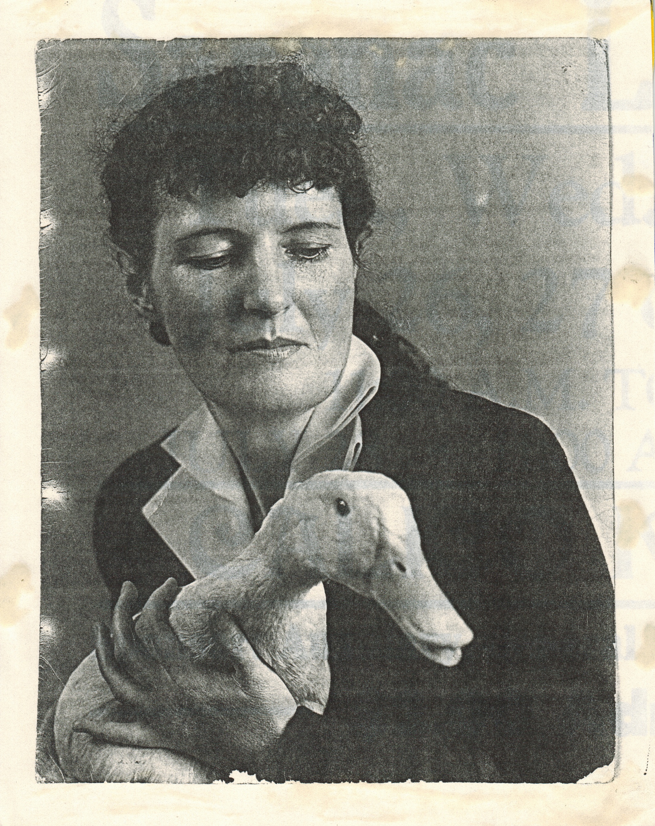 Portrait of Martha Reben with her pet duck, Mr. Dooley. Courtesy Historic Saranac Lake. Portrait of Martha Reben with her pet duck, Mr. Dooley. Courtesy Historic Saranac Lake.